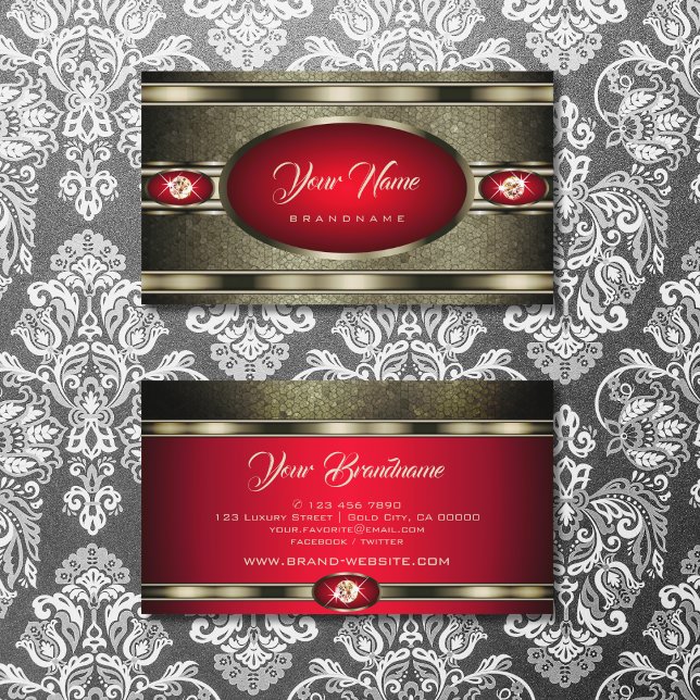 Tarjeta De Visita Majestic Silver Effect Red con Diamantes de imitac (Subido por el creador)