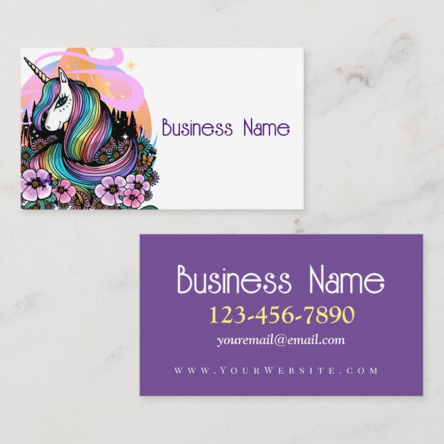 Tarjeta De Visita Majestic Unicorn (Anverso / Reverso)