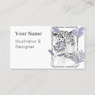 Tarjeta De Visita Majestuoso Leopardo - Arte de Tinta Lavanda