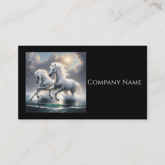 Tarjeta De Visita Majestuoso paisaje Purpurinoso de caballos blancos (Anverso)