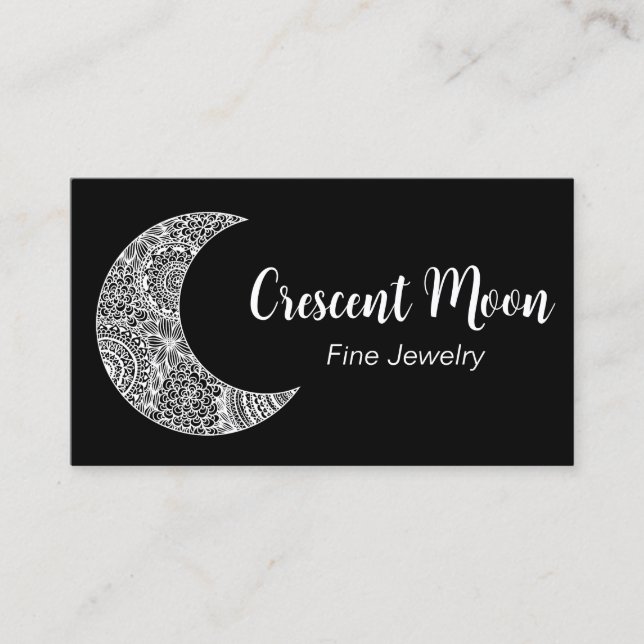 Tarjeta De Visita Maker de joyas de luna de luna negra (Anverso)