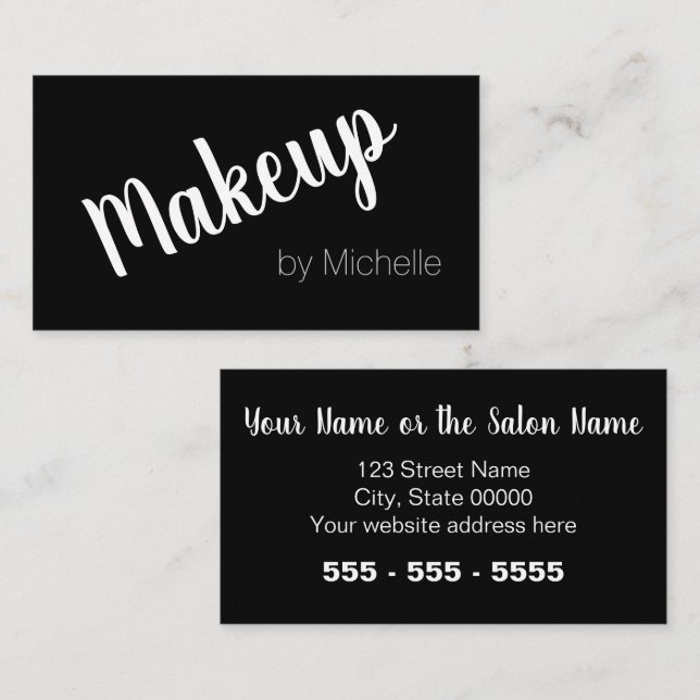 Tarjeta De Visita Makeup Artist Black Business Card (Anverso / Reverso)