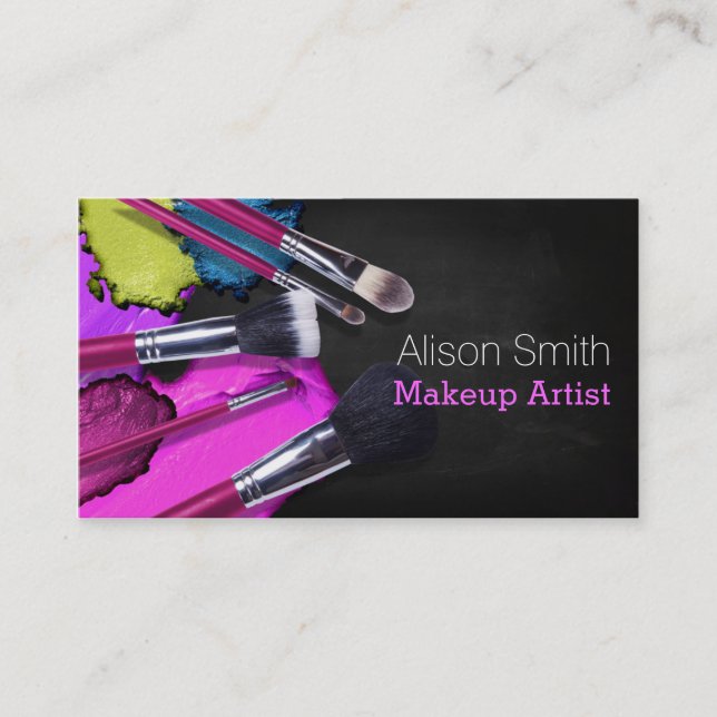 Tarjeta De Visita Makeup Artist brushes / Cosmetic Brushes (Anverso)