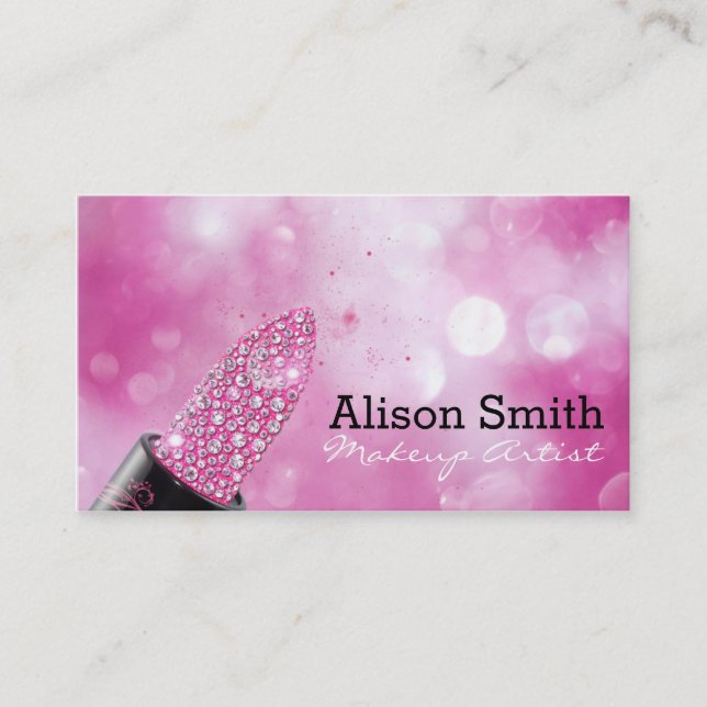 Tarjeta De Visita Makeup Artist / Diamonds Lipstick (Anverso)