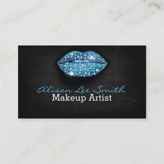 Tarjeta De Visita Makeup Artist / Diamonds Sparkle Lips (Anverso)