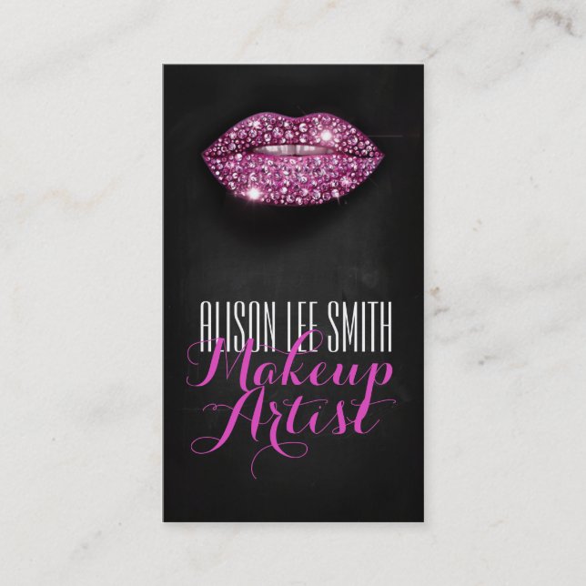 Tarjeta De Visita Makeup Artist / Diamonds Sparkle Lips (Anverso)