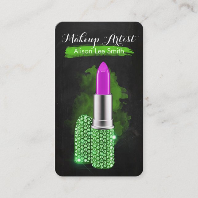 Tarjeta De Visita Makeup Artist/Diamonds Sparkle Lipstick (Anverso)