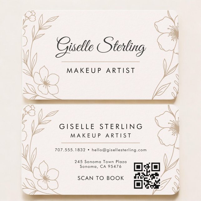 Tarjeta De Visita Makeup Artist Floral QR Code  (Subido por el creador)