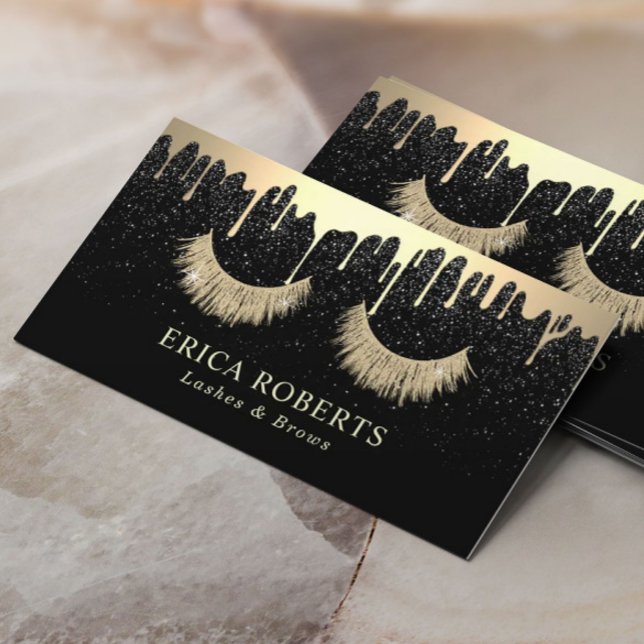 Tarjeta De Visita Makeup Artist Gold Eyelash Salon Dris de moda (Subido por el creador)