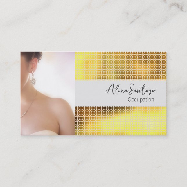 Tarjeta De Visita MakeUp Artist Gold Sequin (Anverso)