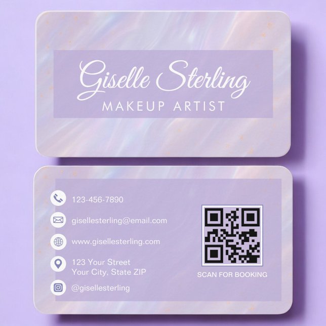 Tarjeta De Visita Makeup Artist Iridescent QR Code Professional (Subido por el creador)