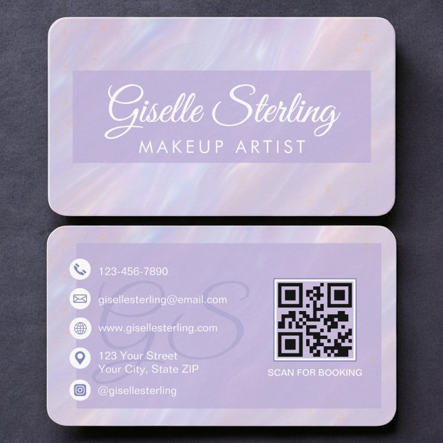 Tarjeta De Visita Makeup Artist Opal Iridescent QR Code (Subido por el creador)