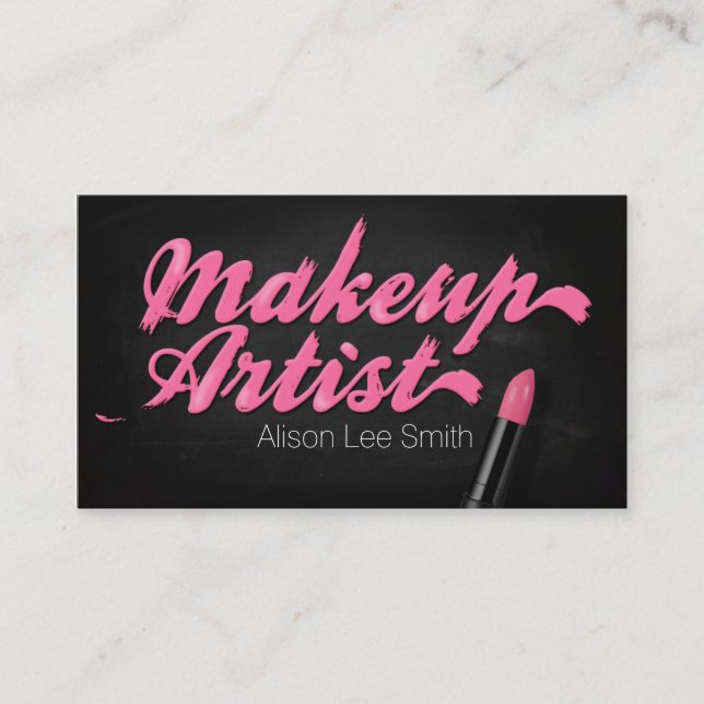 Tarjeta De Visita Makeup Artist / Pink Lipstick (Anverso)