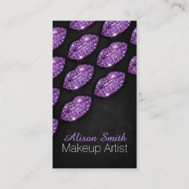 Tarjeta De Visita Makeup Artist / Violet Diamonds Sparkle Lips