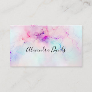 Tarjeta De Visita Makeup Elegante Pastel de tinta de alcohol moda mo