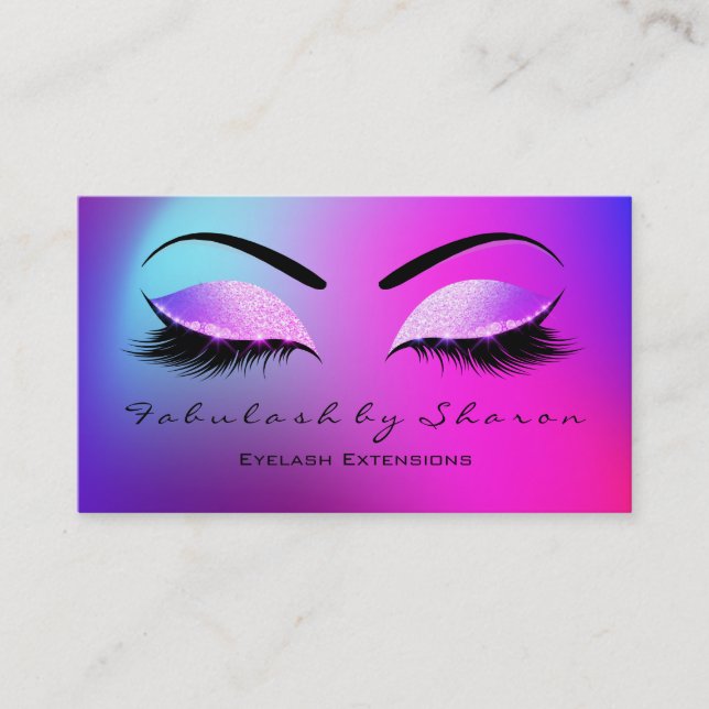Tarjeta De Visita Makeup Eyebrow azota Purpurina Brillante Miami Ros (Anverso)