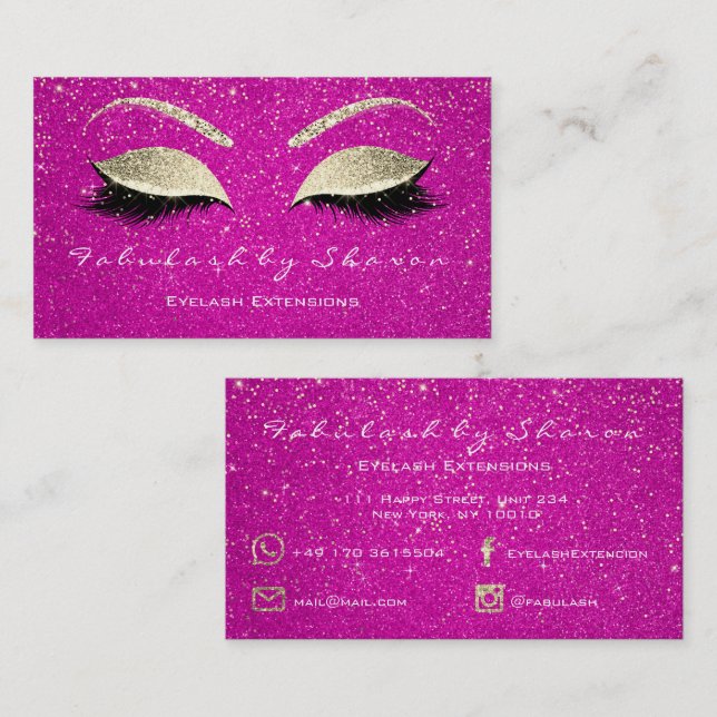 Tarjeta De Visita Makeup Eyebrow azota Purpurina Confetti dorado ros (Anverso / Reverso)