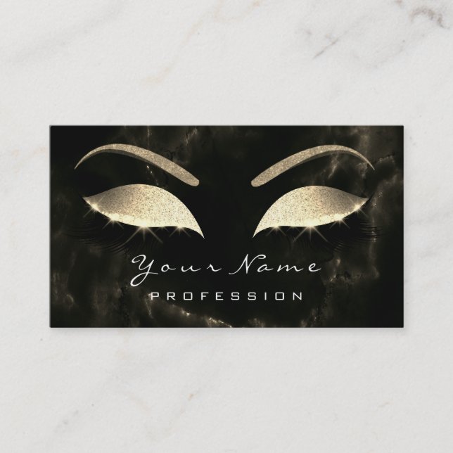 Tarjeta De Visita Makeup Eyebrow azota Purpurina Diamond Black Marbl (Anverso)