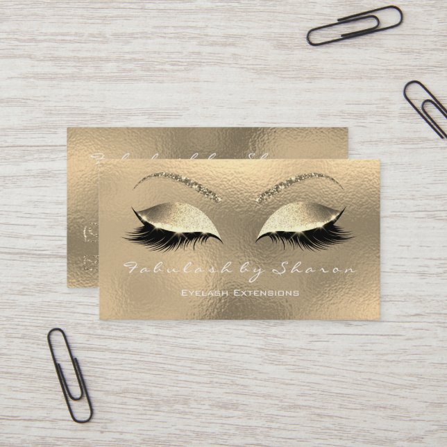 Tarjeta De Visita Makeup Eyebrow azota Purpurina Diamond Gold White (Anverso/Reverso In Situ)