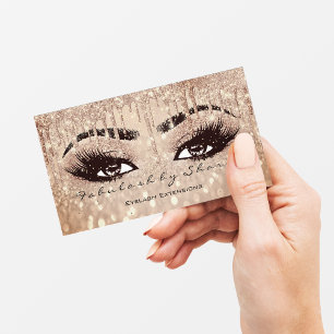 Tarjeta De Visita Makeup Eyebrow azota Purpurina Drin Gold ConfetRos