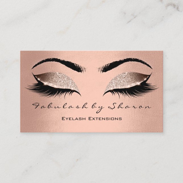 Tarjeta De Visita Makeup Eyebrow azota Purpurina Rosa Gold Rubor (Anverso)