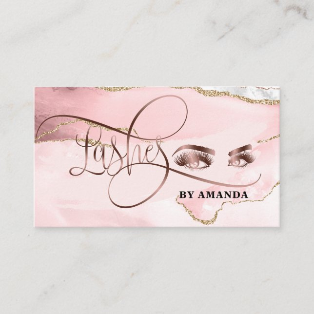 Tarjeta De Visita Makeup Eyebrow Eyes Aplasta Rosa (Anverso)
