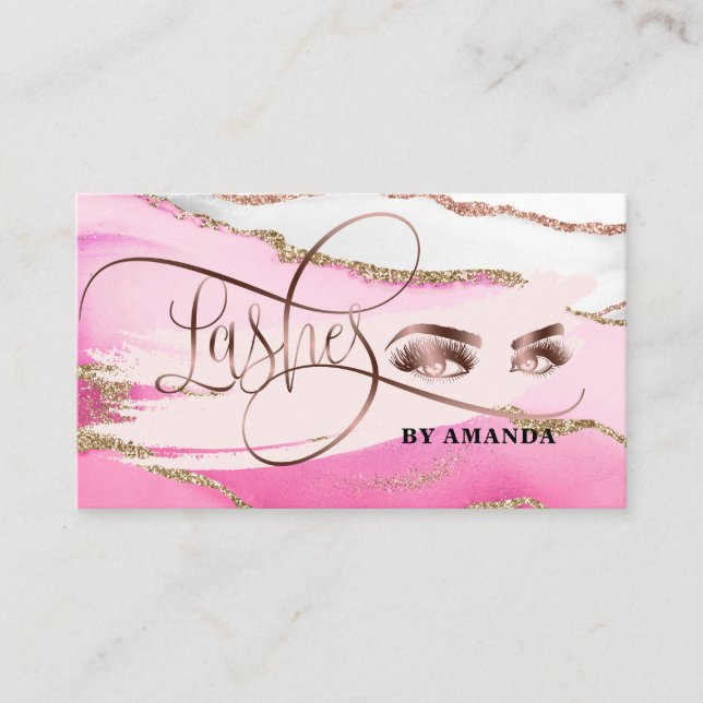 Tarjeta De Visita Makeup Eyebrow Eyes Aplasta Rosa (Anverso)