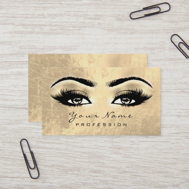 Tarjeta De Visita Makeup Eyebrow Eyes Lashes Browns Gold (Anverso/Reverso In Situ)