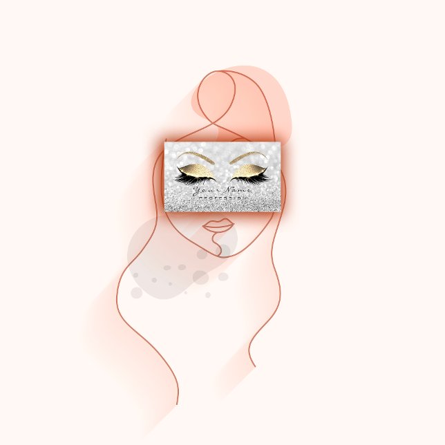 Tarjeta De Visita Makeup Eyebrow Eyes Lashes Purpurina Gray Glam (Makeup Eyebrow Eyes Lashes Glitter Gray Glam Business Card)
