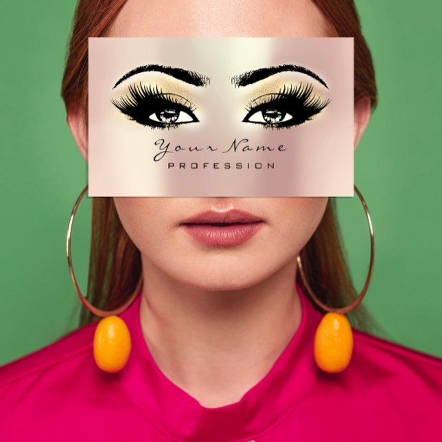 Tarjeta De Visita Makeup Eyebrow Eyes Lashes Purpurina SPA Champaign (Makeup Eyebrow Eyes Lashes Glitter SPA Champaigne Business Card)