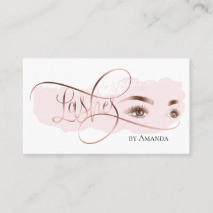 Tarjeta De Visita Makeup Eyebrow Eyes Lashes Rosa Gold