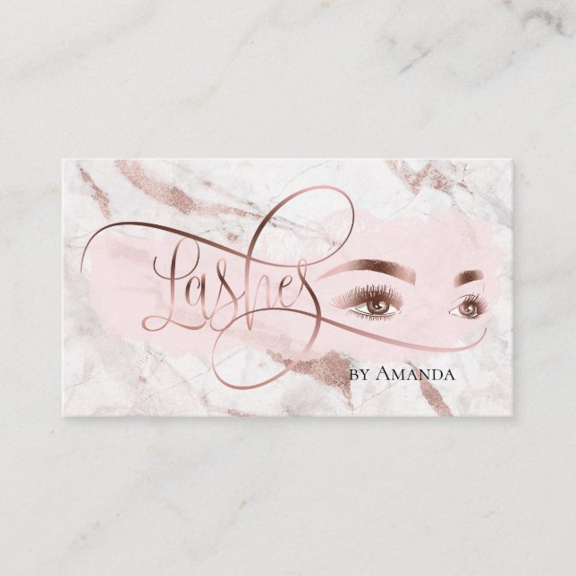Tarjeta De Visita Makeup Eyebrow Eyes Lashes Rosa Gold (Anverso)