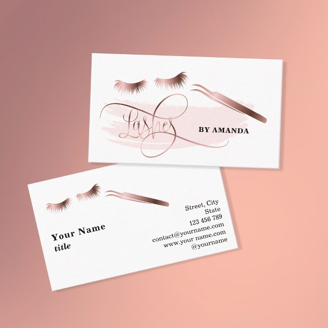 Tarjeta De Visita Makeup Eyebrow Eyes Lashes Rosa Gold (Subido por el creador)