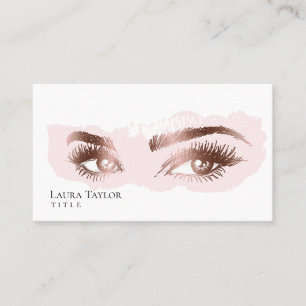Tarjeta De Visita Makeup Eyebrow Eyes Lashes Rosa Gold
