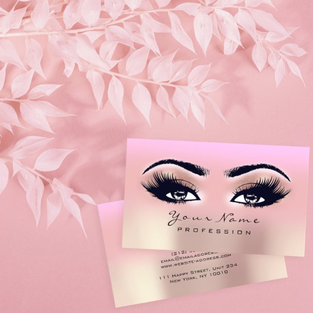 Tarjeta De Visita Makeup Eyebrow Eyes Lashes Rosa Ombre Rosa (Subido por el creador)