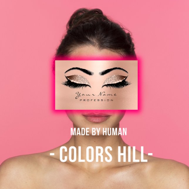 Tarjeta De Visita Makeup Eyebrow Eyes Lashes Salon SPA Gold Pink (Makeup Eyebrow Eyes Lashes Salon SPA Gold Pink Business Card)