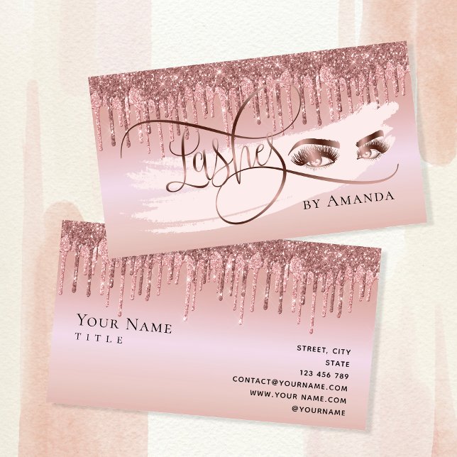 Tarjeta De Visita Makeup Eyebrow Eyes Lazas purpurina rosa oro (Subido por el creador)