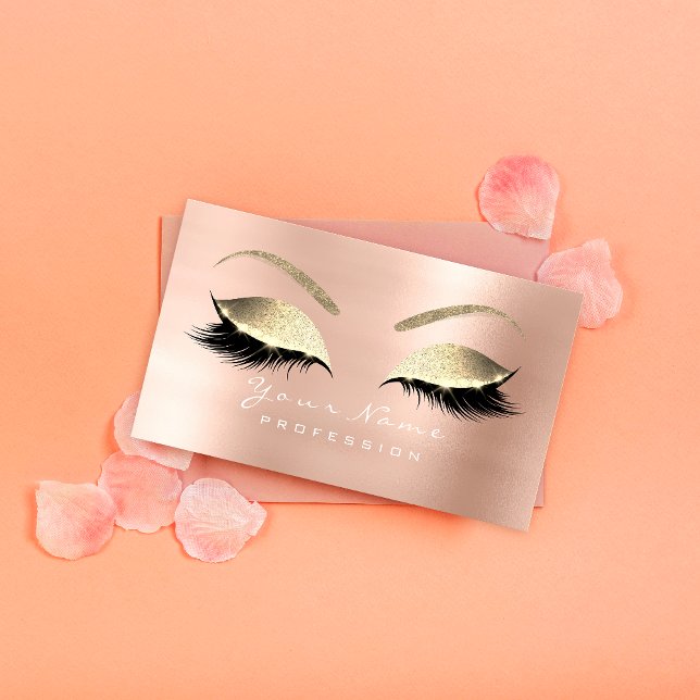 Tarjeta De Visita Makeup Eyebrow Eyes Lazas Purpurina Rosa Oro (Subido por el creador)