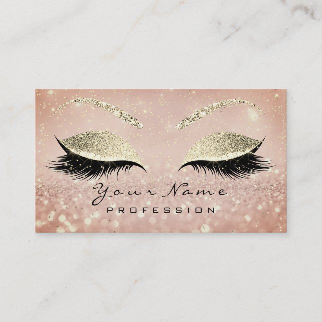 Tarjeta De Visita Makeup Eyebrow Eyes Lazas Purpurina Skinny Gold (Anverso)