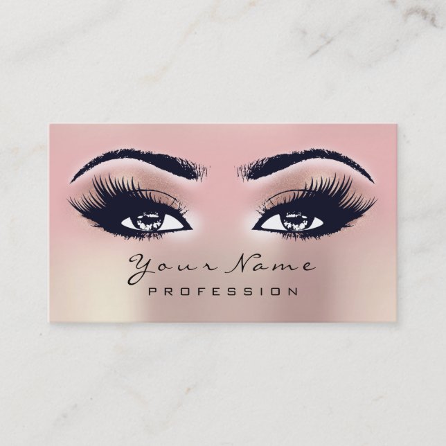 Tarjeta De Visita Makeup Eyebrow Eyes Lazas RUBOR Ombre Rosa (Anverso)