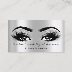 Tarjeta De Visita Makeup Eyebrow Lash Purpurina VIP Gray Silver Spar