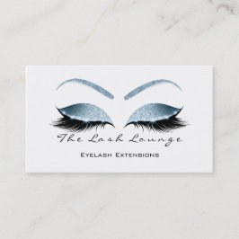 Tarjeta De Visita Makeup Eyebrow Lashes Purpurina Azul Blanco
