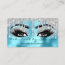 Tarjeta De Visita Makeup Eyebrow Lashes Purpurina Drin Azul VIP Plat