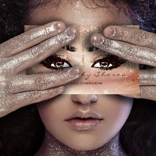 Tarjeta De Visita Makeup Eyebrow Lashes Purpurina Drip Rosa Studio