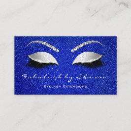 Tarjeta De Visita Makeup Eyebrow Lashes Purpurina gris plateado azul