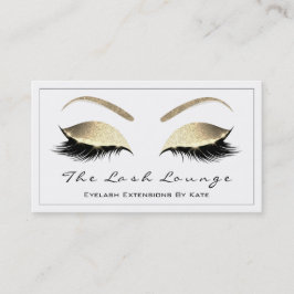Tarjeta De Visita Makeup Eyebrow Lashes Purpurina Oro Blanco1
