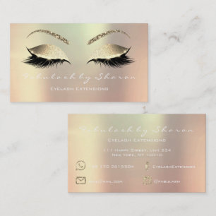 Tarjeta De Visita Makeup Eyebrow Lashes Purpurina Rosa Blanca Lux