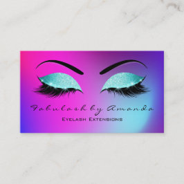 Tarjeta De Visita Makeup Eyebrow Lashes Purpurina Vivid Blue Pink