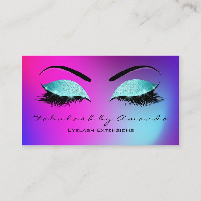 Tarjeta De Visita Makeup Eyebrow Lashes Purpurina Vivid Blue Pink (Anverso)