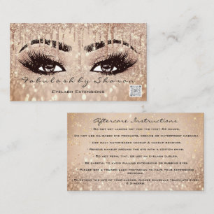 Tarjeta De Visita Makeup Eyebrow Lazas Perforaciones Código QR Rosa 